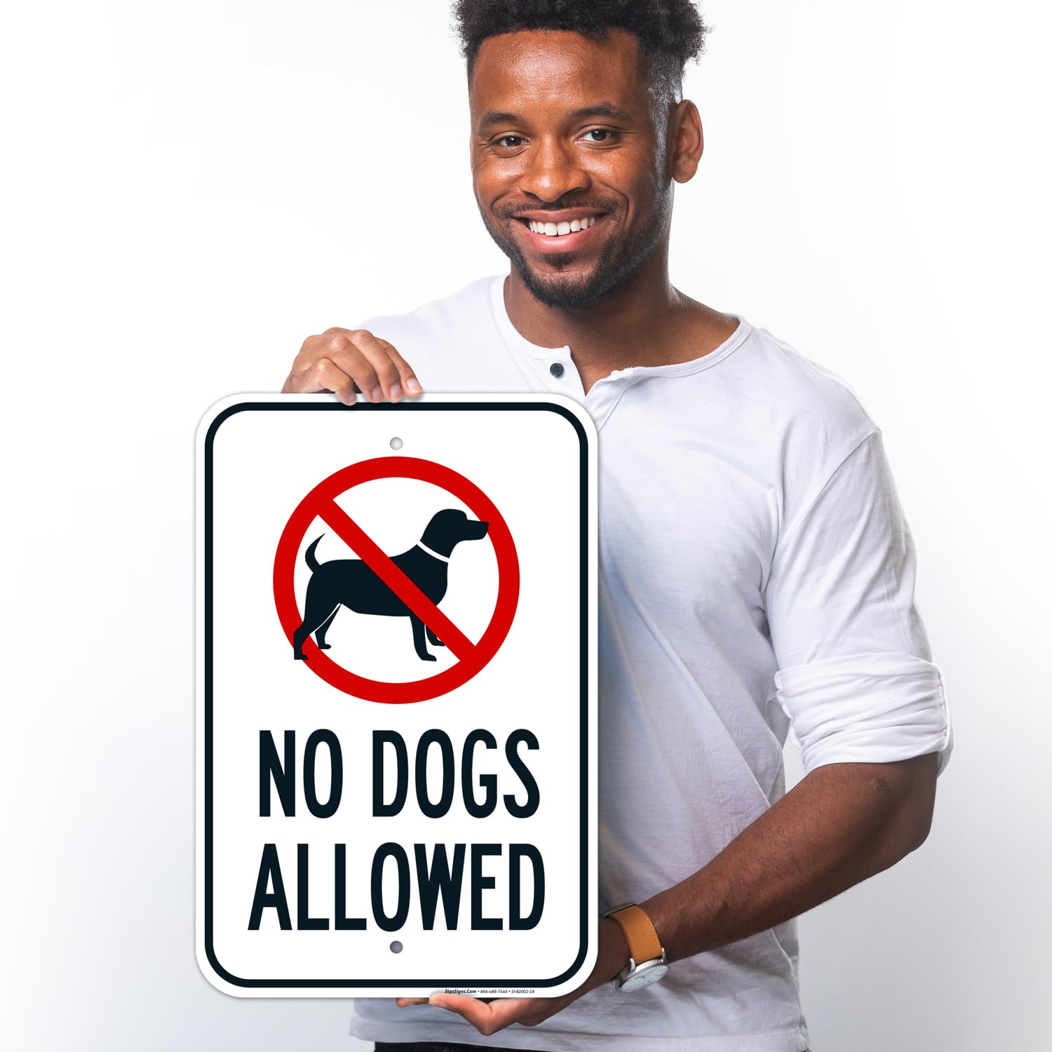 No Dogs Allowed Sign, Large 12x18 Rust Free .63 Aluminum, Weather/Fade Resistant, Easy Mounting, Indoor/Outdoor Use, Made in USA