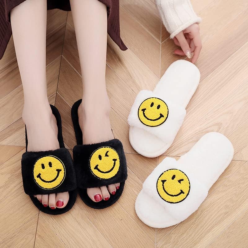 Miniatura 7 de kissxiaoya Pantuflas de cara sonriente para mujeres y hombres, retro, suaves, ligeras, con cara sonriente, para interiores y exteriores, acogedoras