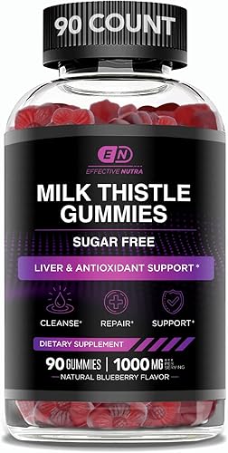 Miniatura 9 de Effective Nutra Milk Thistle Gummies | Sugar-Free Milk Thistle Extract 1000mg for Liver Detox & Antioxidant Support | Vegan, Gluten-Free| 45-Day