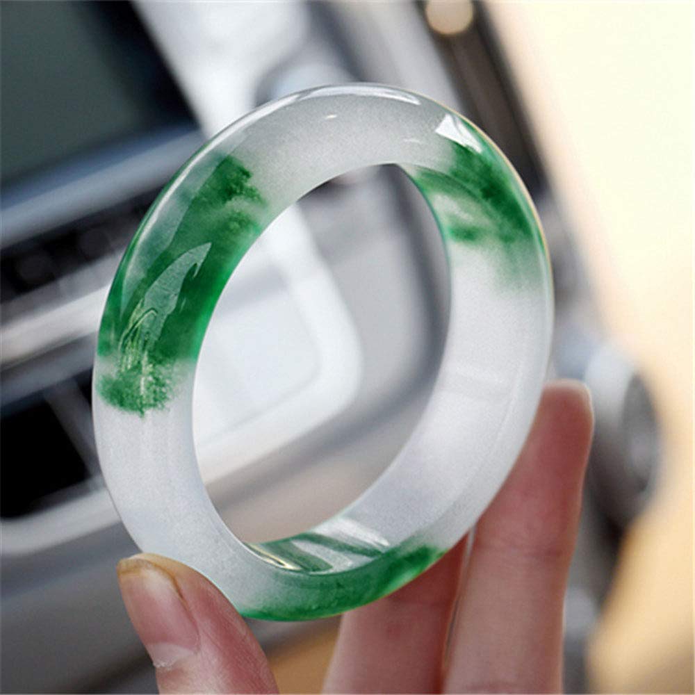 SnamicE Jade Bracelet for Women, Chinese Bracelet, Agate Jewelry, Natural Green Agate Jade Bangles with Box,58mm