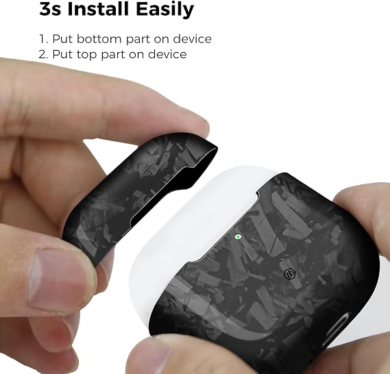 MONOCARBON Real Forged Carbon Fiber Case for Airpods 4,Ultra Light & Thin/Scratch Resistant Protective Hard Cover for 2024 New 4th Generation Airpods,Compatible with MagSafe Wireless Charging