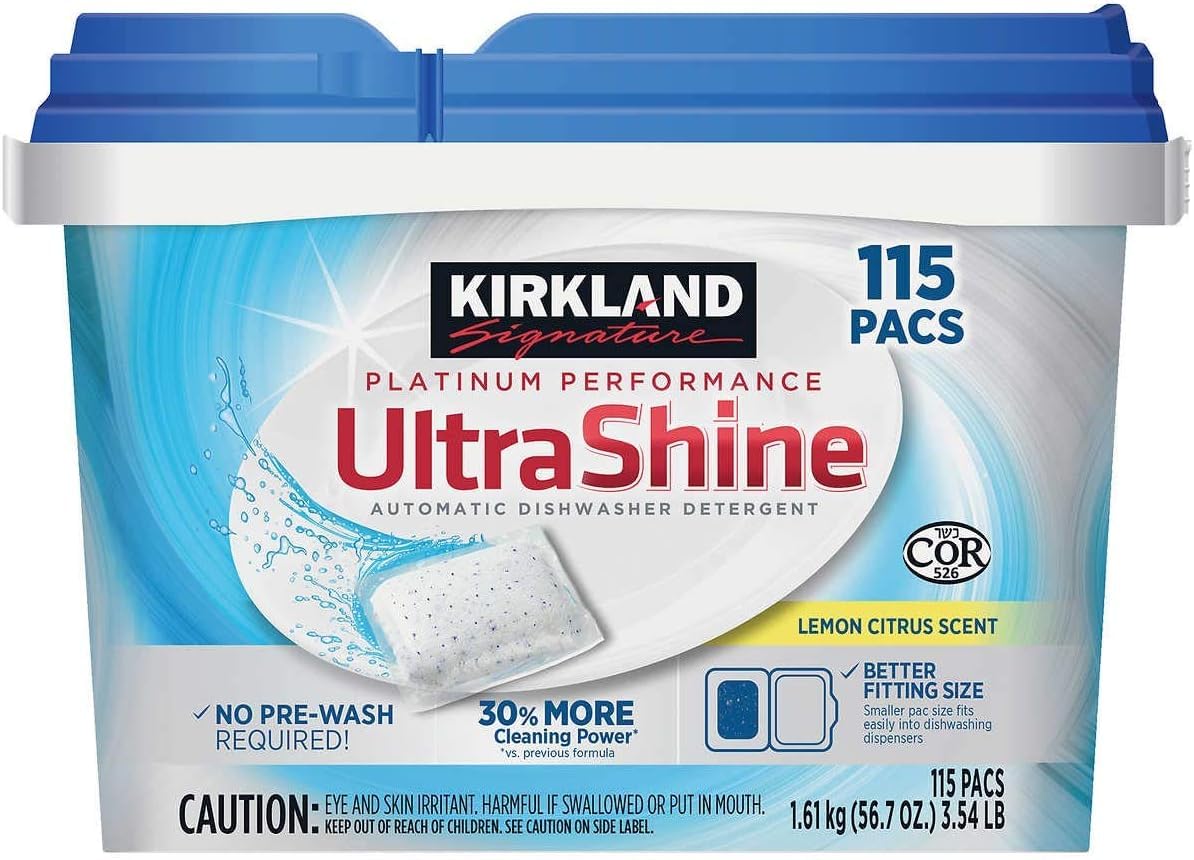 Kirrk-l-and Signaature UltraShine Geschirrspülmittel Pacs, Zitronen-Zitrus, 115 Ct | By NAEM