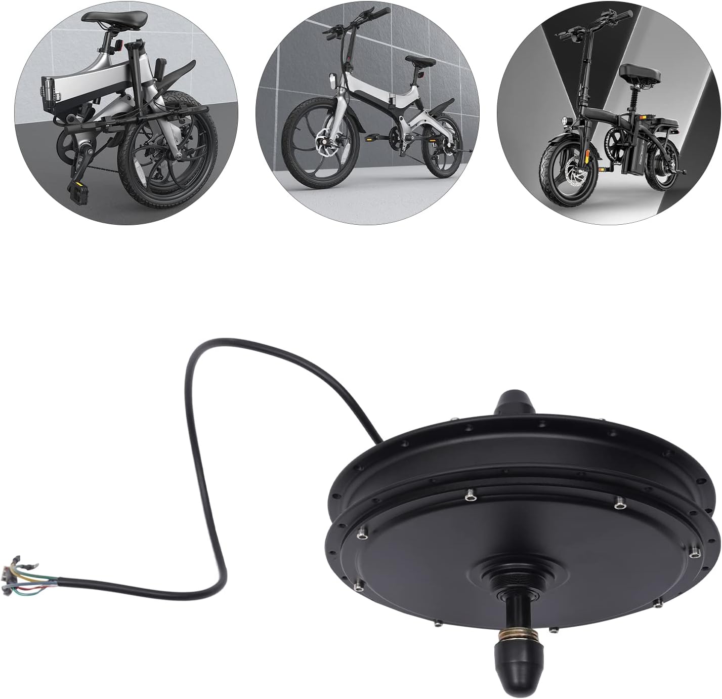 Wheel Hub Motor, 48V 1000W Brushless Gearless Ebike Motor for Rear Wheels with Dropouts of 5.31Inches 460RPM Disc Brake Electric Bike Bicycle Mid Drive Motors Rear Wheel Hub Motors 38-55km/h Speed