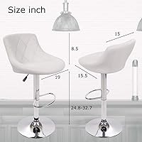 Vista 7 de Juego de 2 taburetes de bar ajustables de cuero para cocina sala de estar pub taburete giratorio blanco