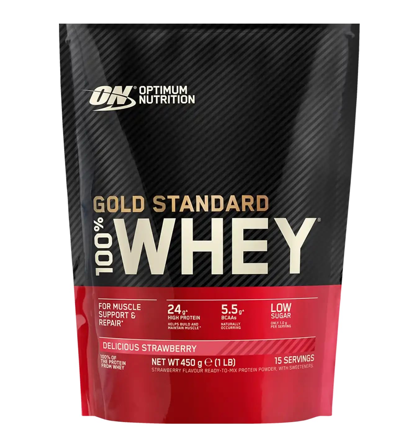 Optimum Nutrition | 100% Whey Gold (450gr) | Whey protéine | 24 g de protéines par dose ! - Fraise