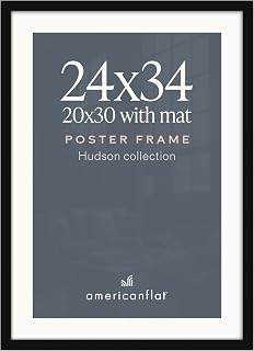 Americanflat 24x34 Poster Frame - Matted to 20x30 - Engineered Wood - Black