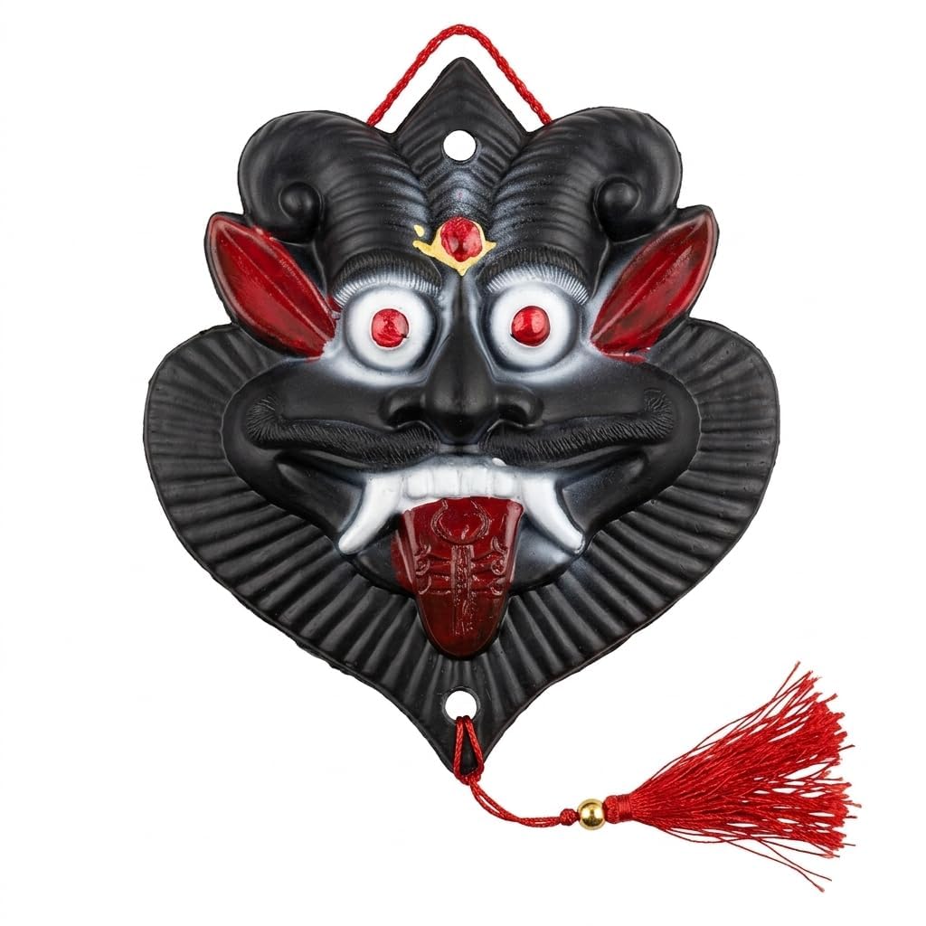 Nazar Battu Evil Eye Protector Wall Hanging with Mahakal Face Mask Design for Home and Office, Decorative Vastu Inspired Protection Hanging for Positive Energy (Nazarbattu-7.48 Inch)-image-17