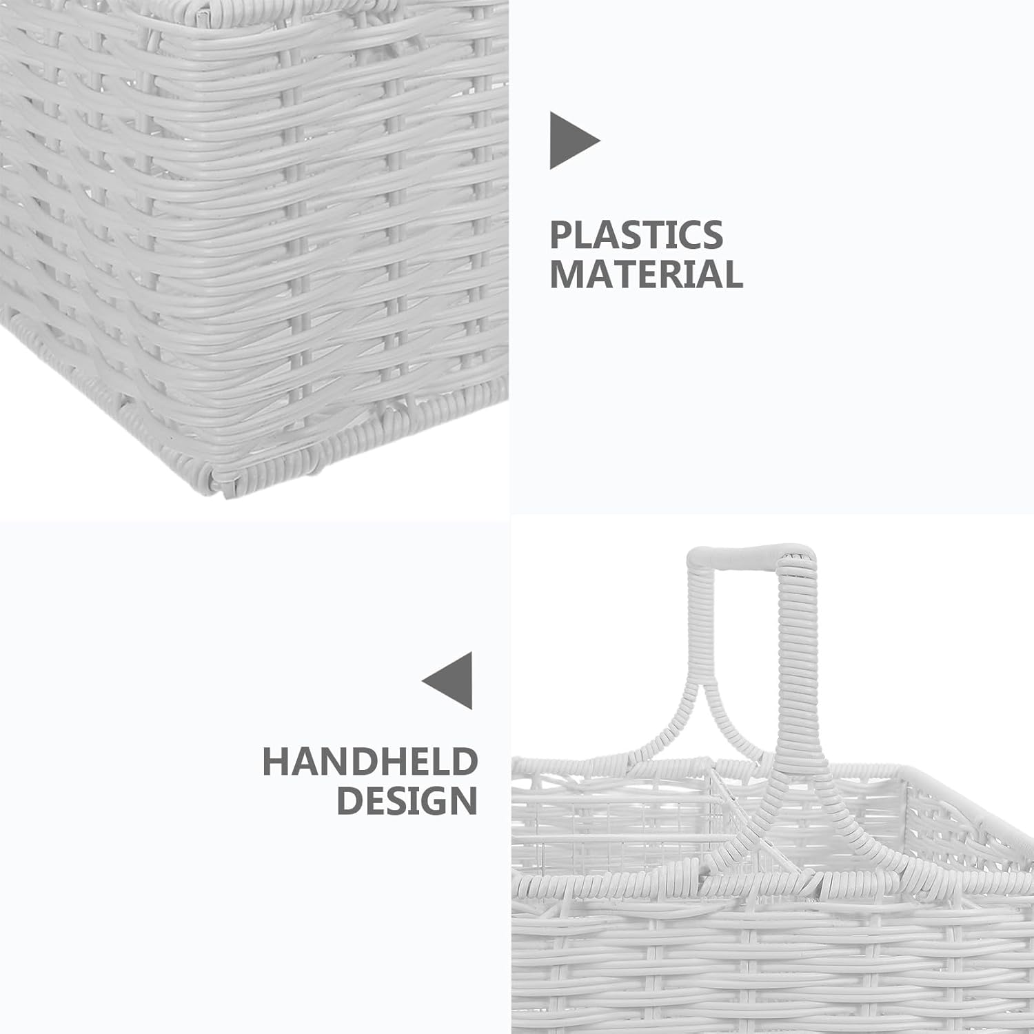 Cutlery Caddy: Rectangular Woven Multi-Grid Kitchen Utensil Holder - Plastic Divided Basket For Silverware Chopsticks Forks Spoons