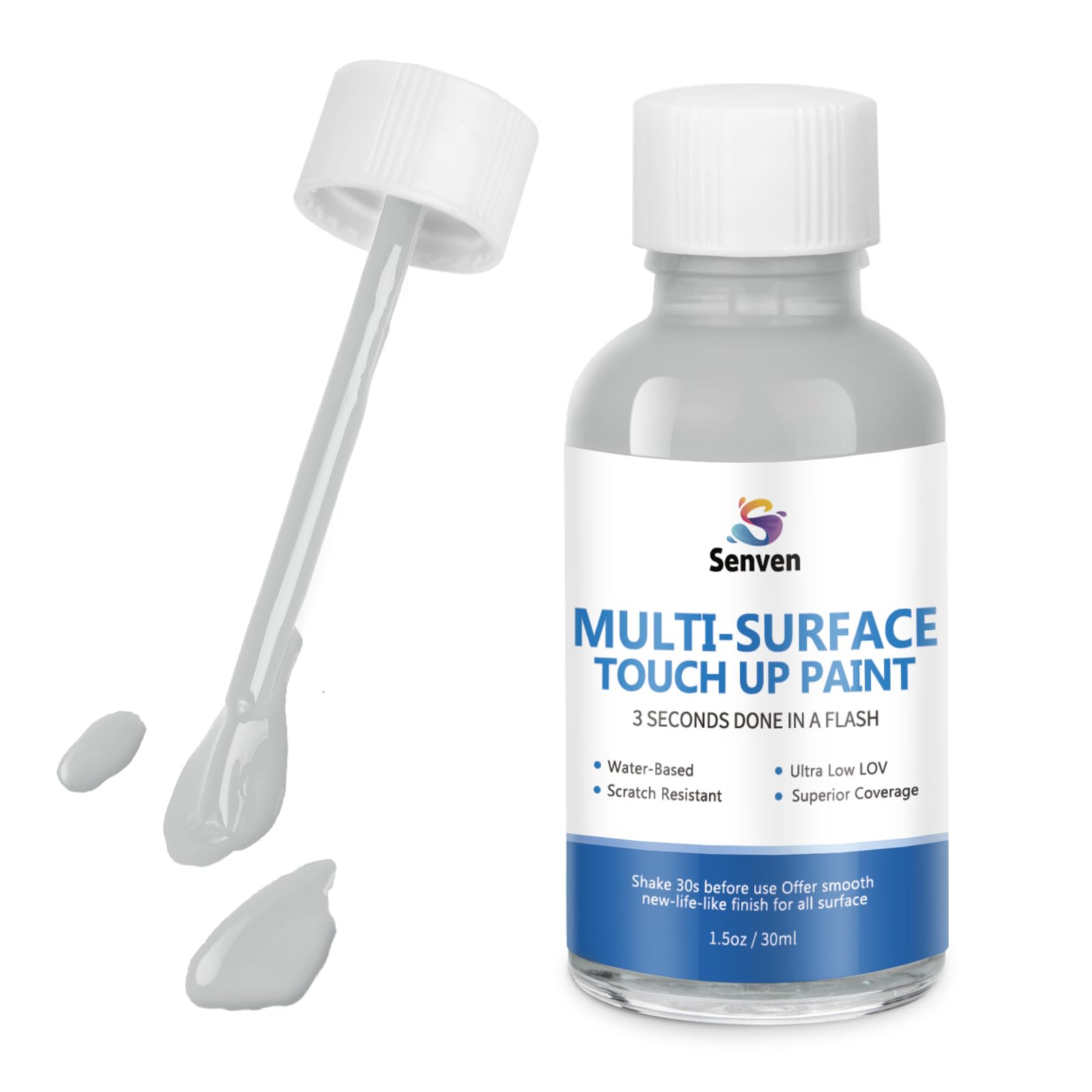 Gray Touch Up Paint High-Gloss Multi Surface Acrylic Gray Touch Up Paint Pen Scratch Repair for Metal,Walls,Cabinets,Appliances,Wood,Door,Furniture,Enamel 1.5 Fl Oz