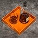 KEVLANG Orange Sturdy Acrylic Serving Tray with Handles-10x10Inch-Serving Coffee,Food,Breakfast,Butler-Kitchen Countertop Tray-Makeup Drawer Organizer-Vanity Table,Ottoman Tray-Decorative Tray