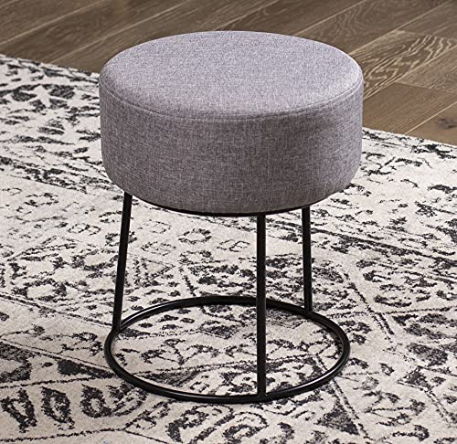 Birdrockhomefootrestlinenottomanupholsteredvanitychairwithblackmetallegssoftpaddedroundstoolforlivingroombedroomkidsroomcompactfootstoolforcouchchairdeskgrey Urban Country Home Decor Birdrock home foot rest linen ottoman upholstered vanity chair with black metal legs soft padded round stool for living room bedroom kids room compact foot stool for couch chair desk grey urban country home decor
