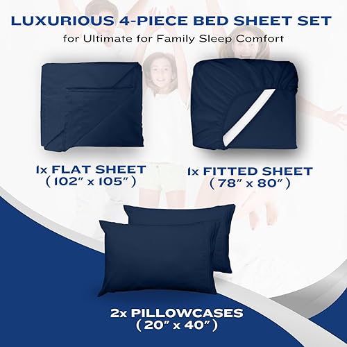 Miniatura 8 de DREAMCARE - Juego de sábanas de tamaño matrimonial, 4piezas, refrescantes, suaves y duraderas de 100% poliéster de microfibra de cepillado fino con