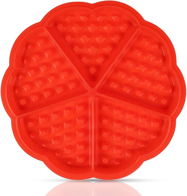 YOYUSH Waffle Baking Mould, Chocolate Mould, Silicone Baking Tool Round Red Non-Stick Muffin Pans