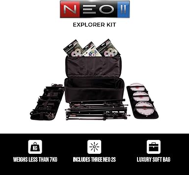 Rotolight NEO 2 LED Camera Light - 3 Light Explorer Kit, Continuous Adjustable Color with Built in High-Speed Sync Flash