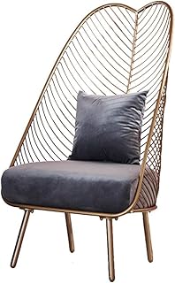 Axdwfd Tumbona Sillón, Banana Leaf Back Sofá Silla Sillón Sofá Sillón Luz Balcón Sillón Sillón Creative Manicure Net Net Nordic Iron Lazy Chair 48x45x110cm (Color : Gray)