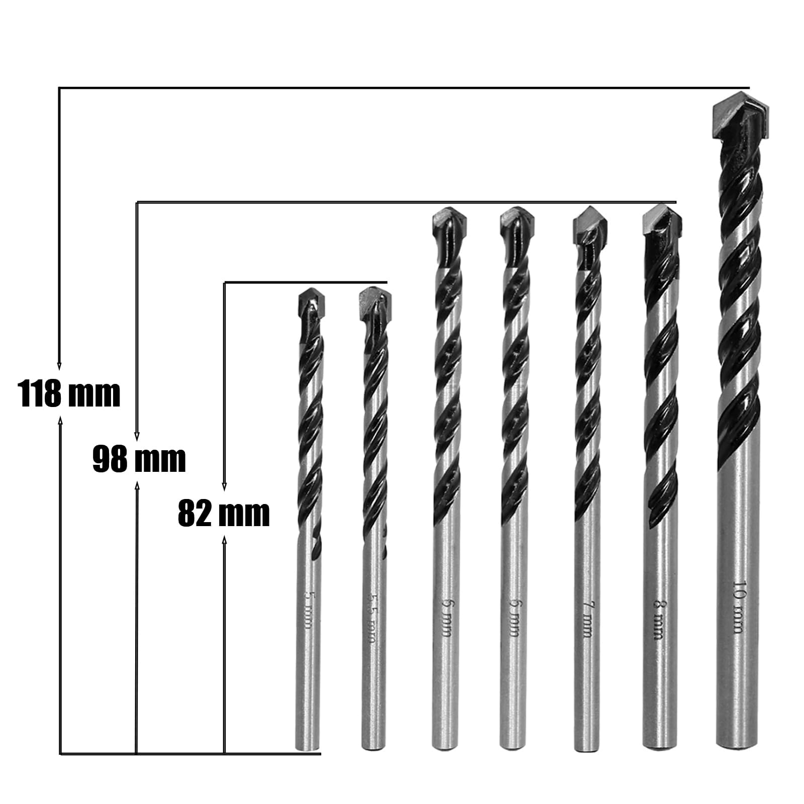 Amazon | コンクリートドリルビットセット 7本組 5mm,5.5mm,6mm