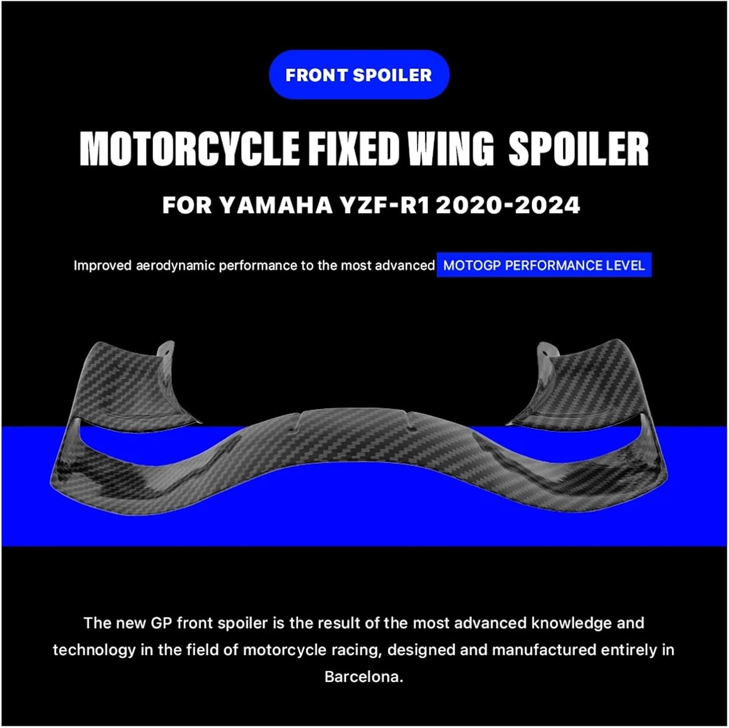 Motorcycle Fixed Wing Spoiler Winglet Compatible with YAMAHA YZF-R1 YZFR1 YZF R1 2020-2024 Aerodynamic GP Side Aileron Moto Parts