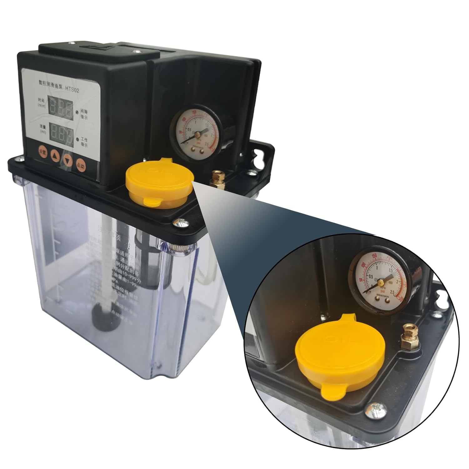 2L Double Digital Display Electric Automatic Lubrication Pump Digital Numerical Control Electromagnetic Lubrication Pump for Machine Tools Printing Textiles 110V