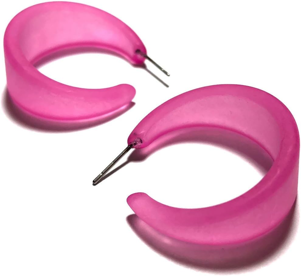 Pink Frosted Large Marilyn Hoop Earrings - MARL-PK-2