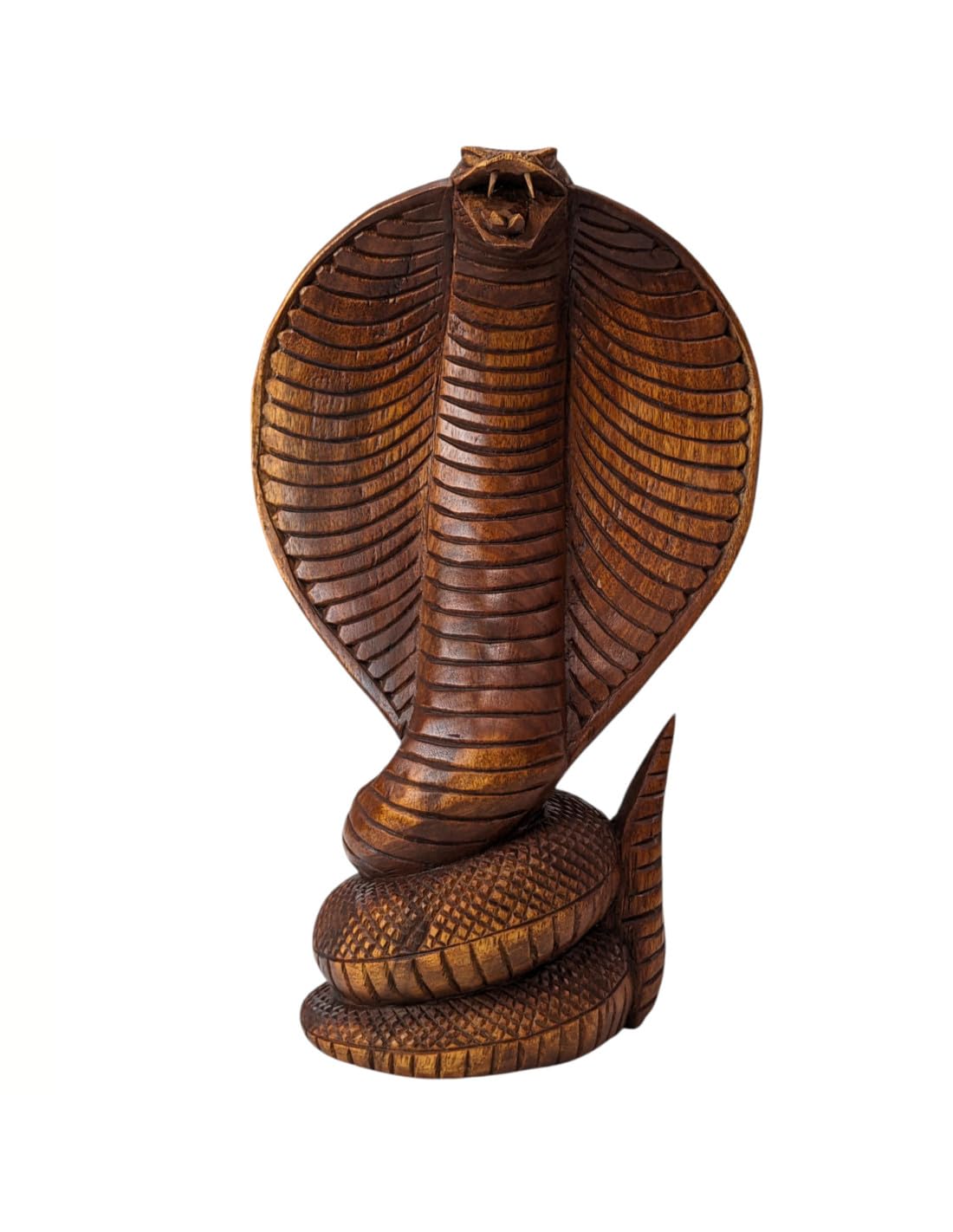 Artesanal Estatua Serpiente/Cobra 25cm de Madera Exótica tallada Mano