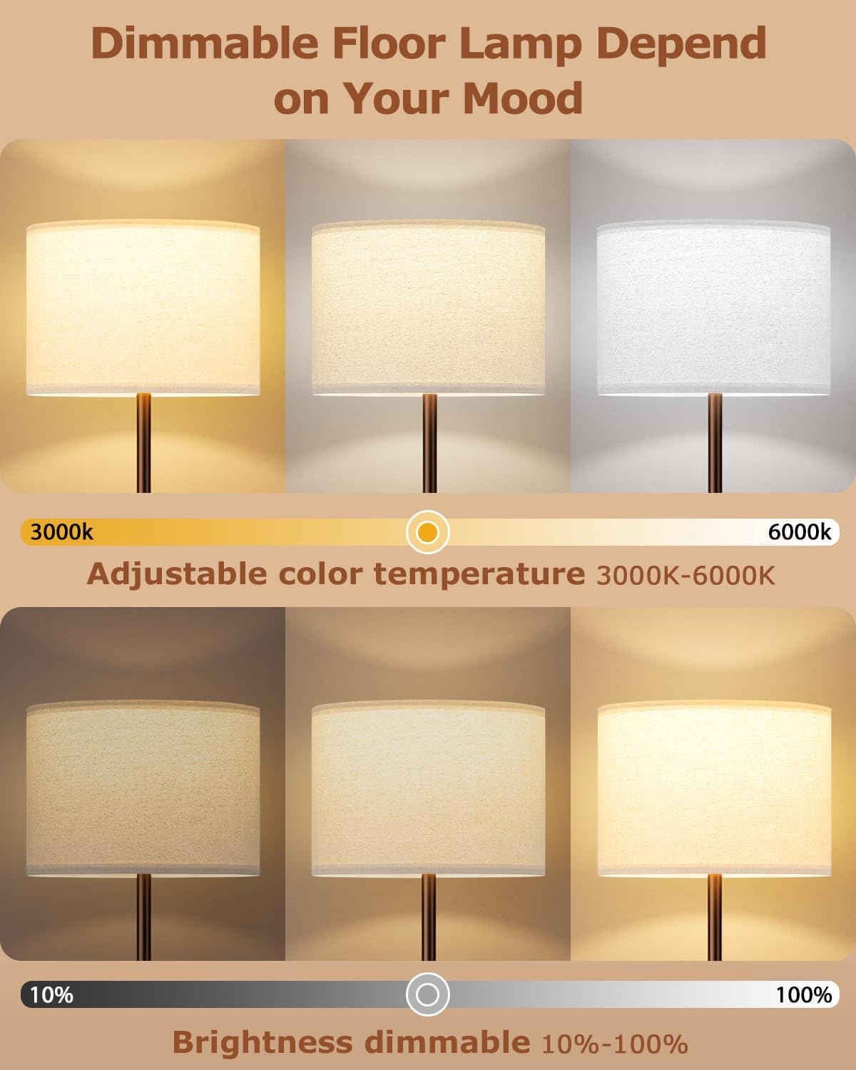  Dimmable Floor Lamp with Remote & 9W 900LM LED Bulb thumbnail