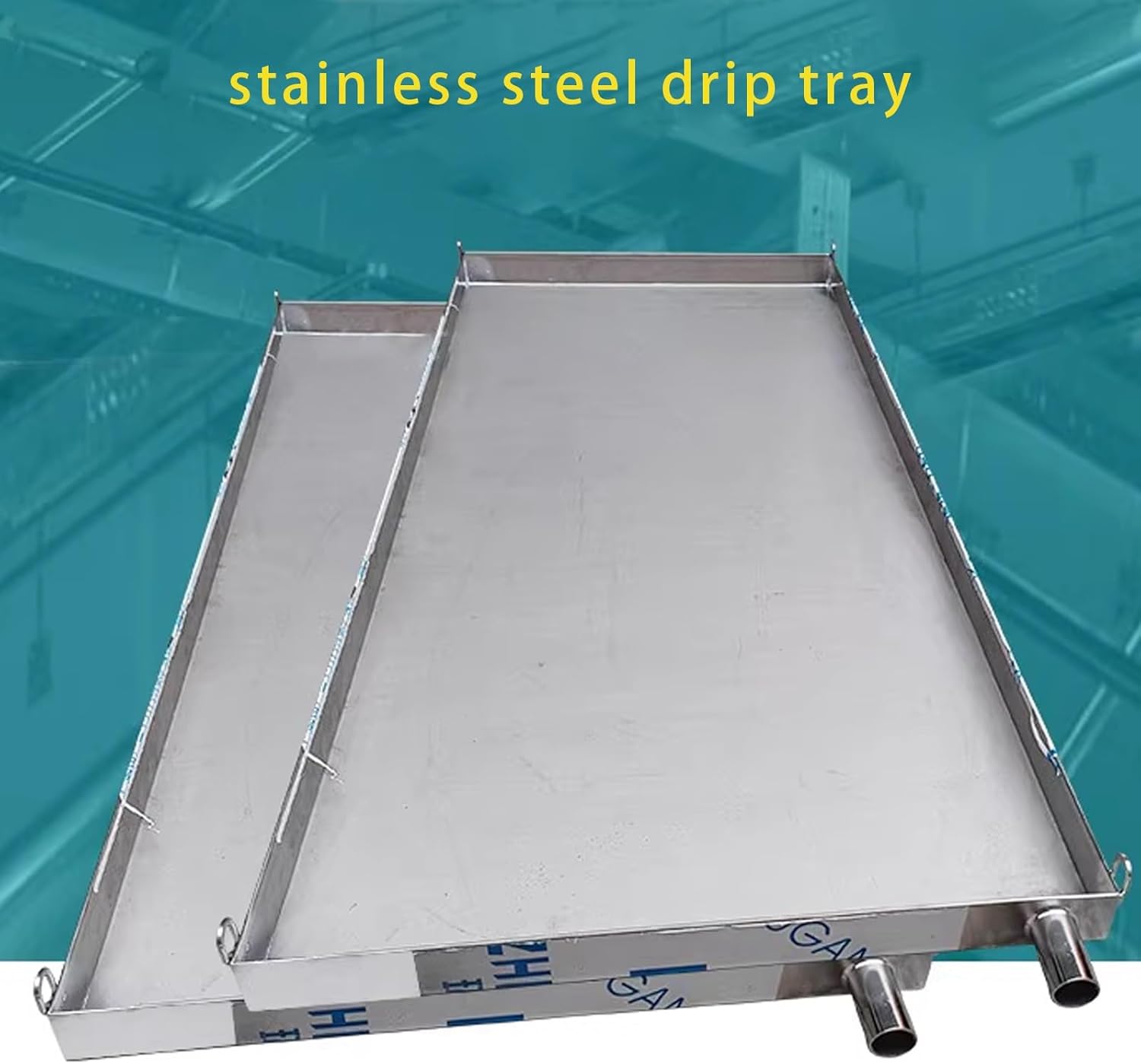 304 Stainless Steel Portable AC Drain Pan with Outside Drain - Hand Welded Craftsmanship for Air Conditioners, Washing Machines, and Kitchens