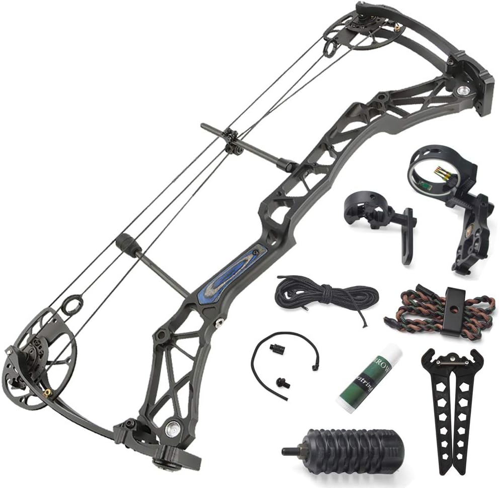 ZSHJGJR Archery Compound Bow and Arrow for Adult Hunting and Bowfishing 50-70lbs Adjustable 320 FPS Speed Right Hand with Archery Hunting Equipment for Outdoor Shooting