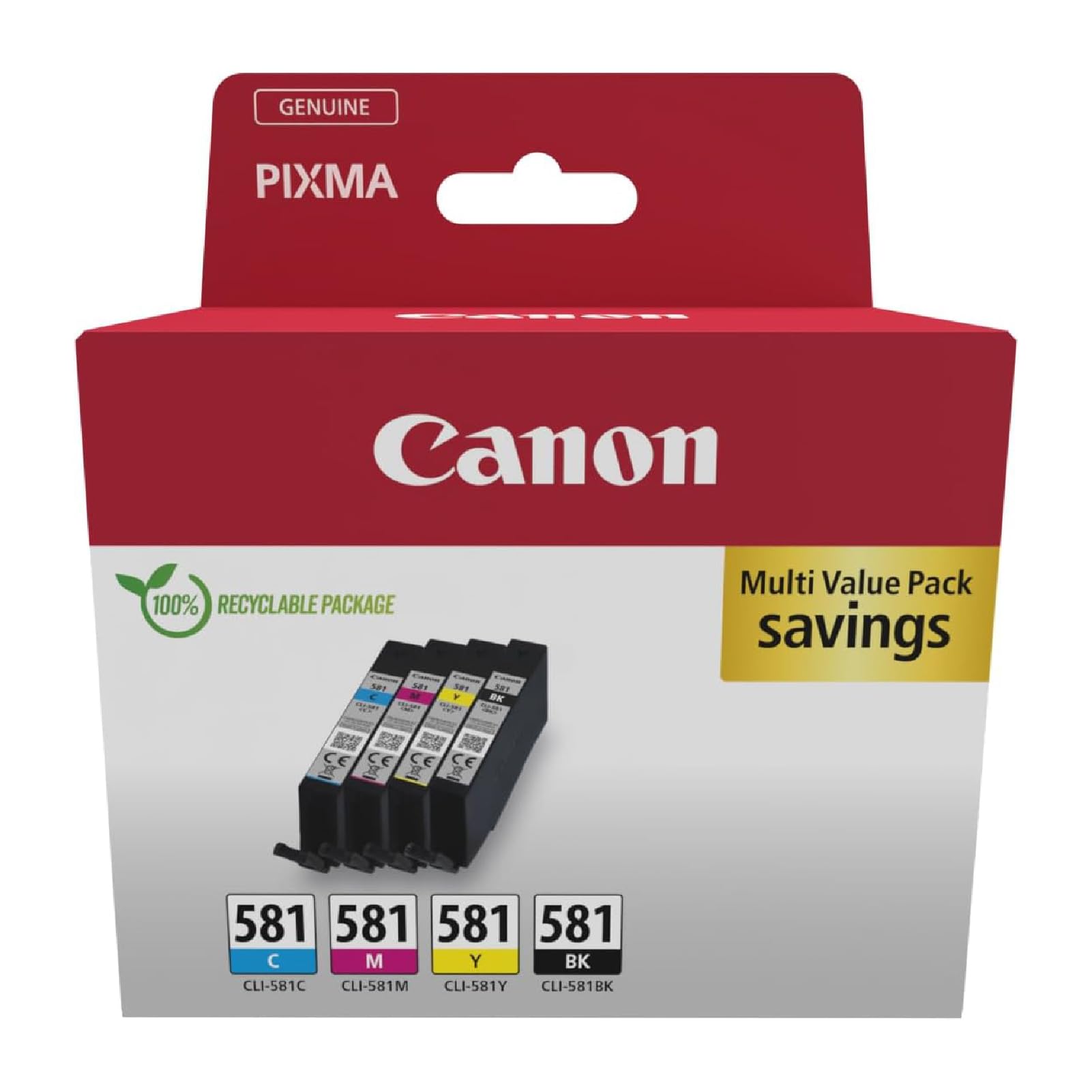 Canon CLI-581 BK/C/M/Y Tinte Multipack (2103C006) Tintenpatrone