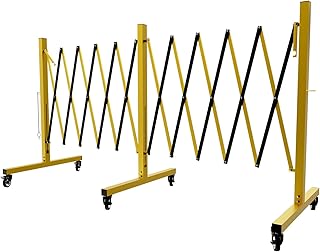 Verkehrssperre mit Rollen, Verstellbare Metall-Sperre, Klappbares Sicherheitsgitter, Teleskopisches Zaun für Baubereiche und Verkehrskontrolle (5,18 m)