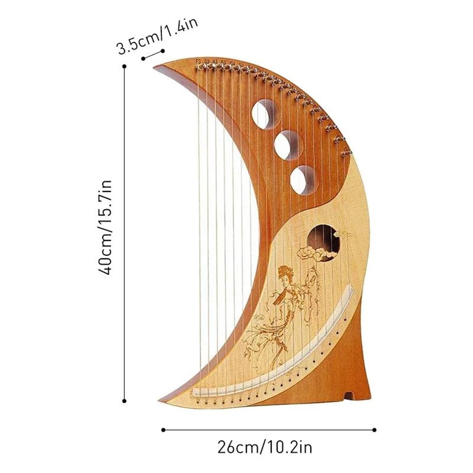 harfe instrument 19-saitige Lyra Massivholzfurnier-Harfe Phonetische Symbole Exquisite Schnitzereien Musikinstrument Mit Stimmschlüssel