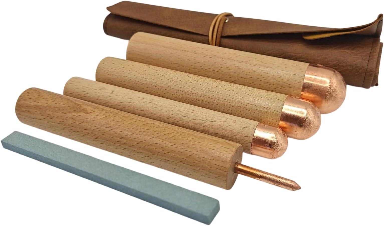 Multifunctional Flints Knapping Set with Pressure Flaker and Three Copper Boppers Suitable for Stone Tool Projects Metal Tool