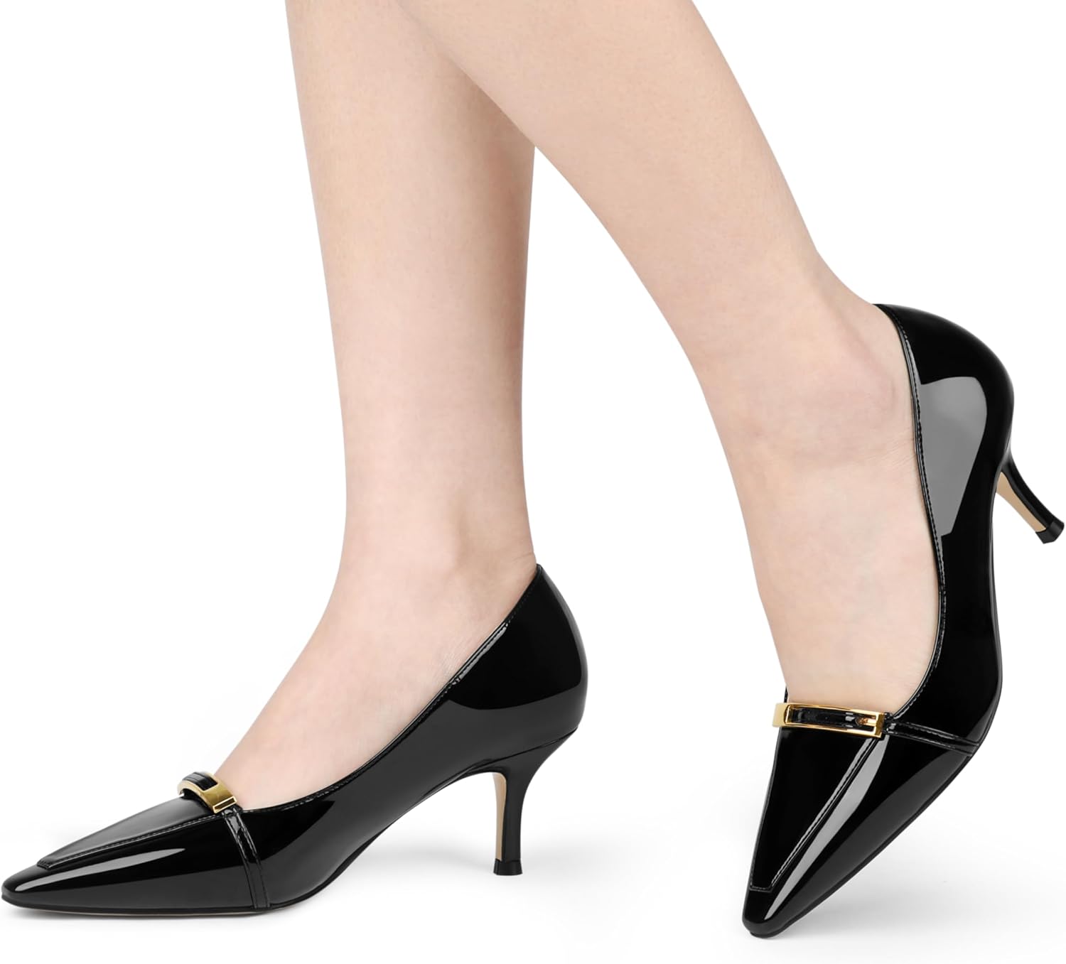 COLETER Women's Kitten Heels Pointed Toe Low Heel Pumps Comfortable Office Wedding Dress Shoes - Image 3