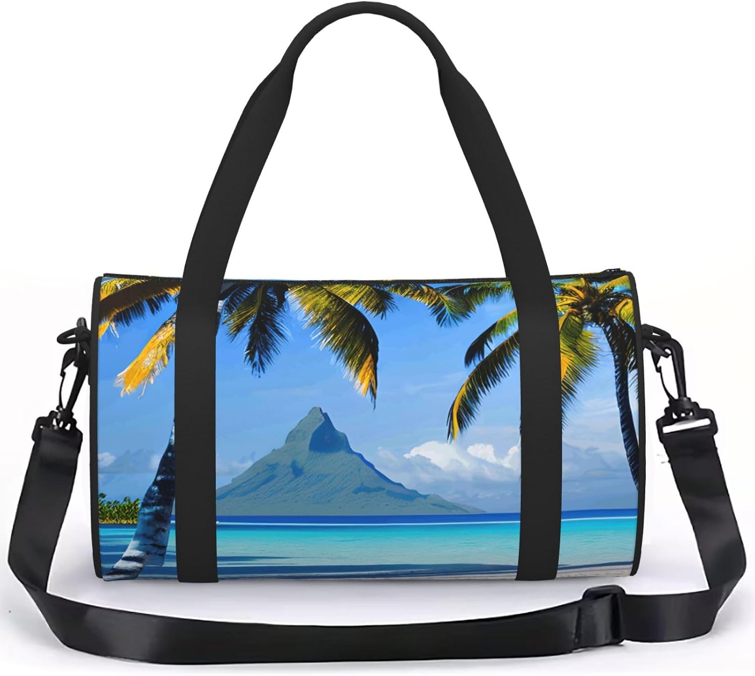 Tahiti Beaches Print Sports Tote Bag Lightweight Water-Resistant Gym Backpack Travel Supplies