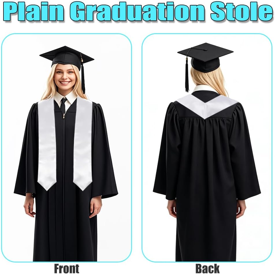 72 Inch Plain Graduation Stole for Adults – Unisex Graduation Sash Class of 2026 for High School & College