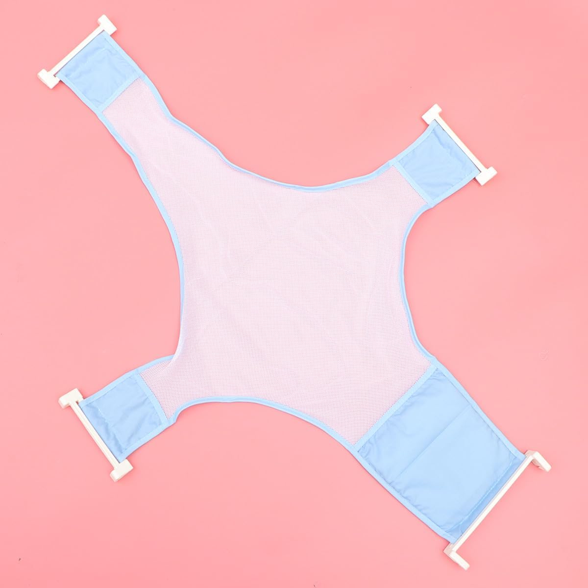 Adjustable Bath Seat Frame Net for Shower Mesh Non-Slip Light Blue Bathing Sling Bed for Safe Bathtub Use