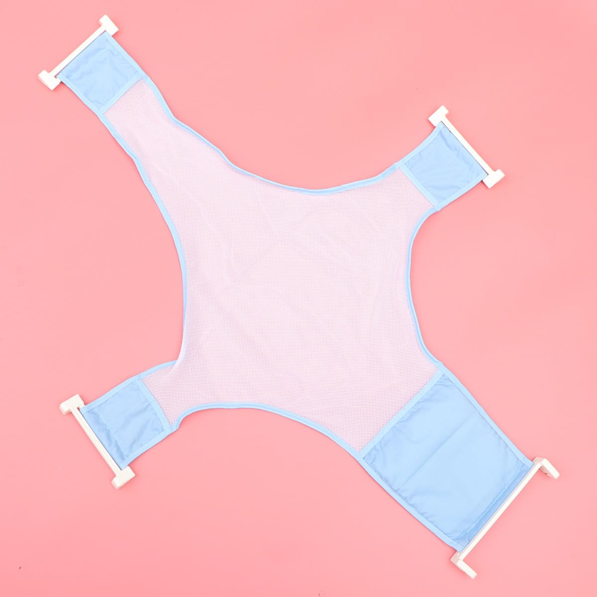Adjustable Bath Seat Frame Net Shower Bathing Bed Non-Slip Light Blue Newborn Bath Accessory for Boys and