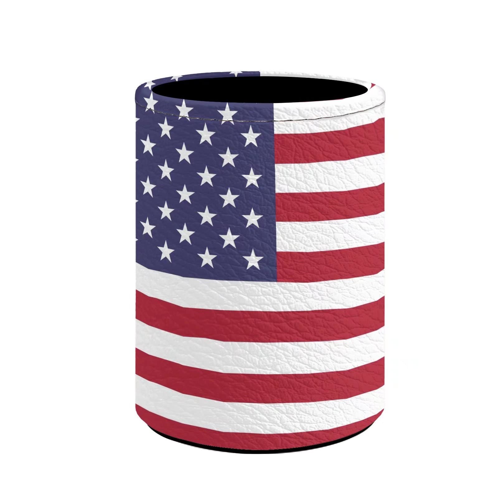 BIGCARJOB American Flag Pen Holder for Desk,PU Leather Pen Pencil Holder Cup Desk Organizer Case Office Accessories Container Box for Home Office Bedroom(4th Of July Patriotic Independence Day) — image 1