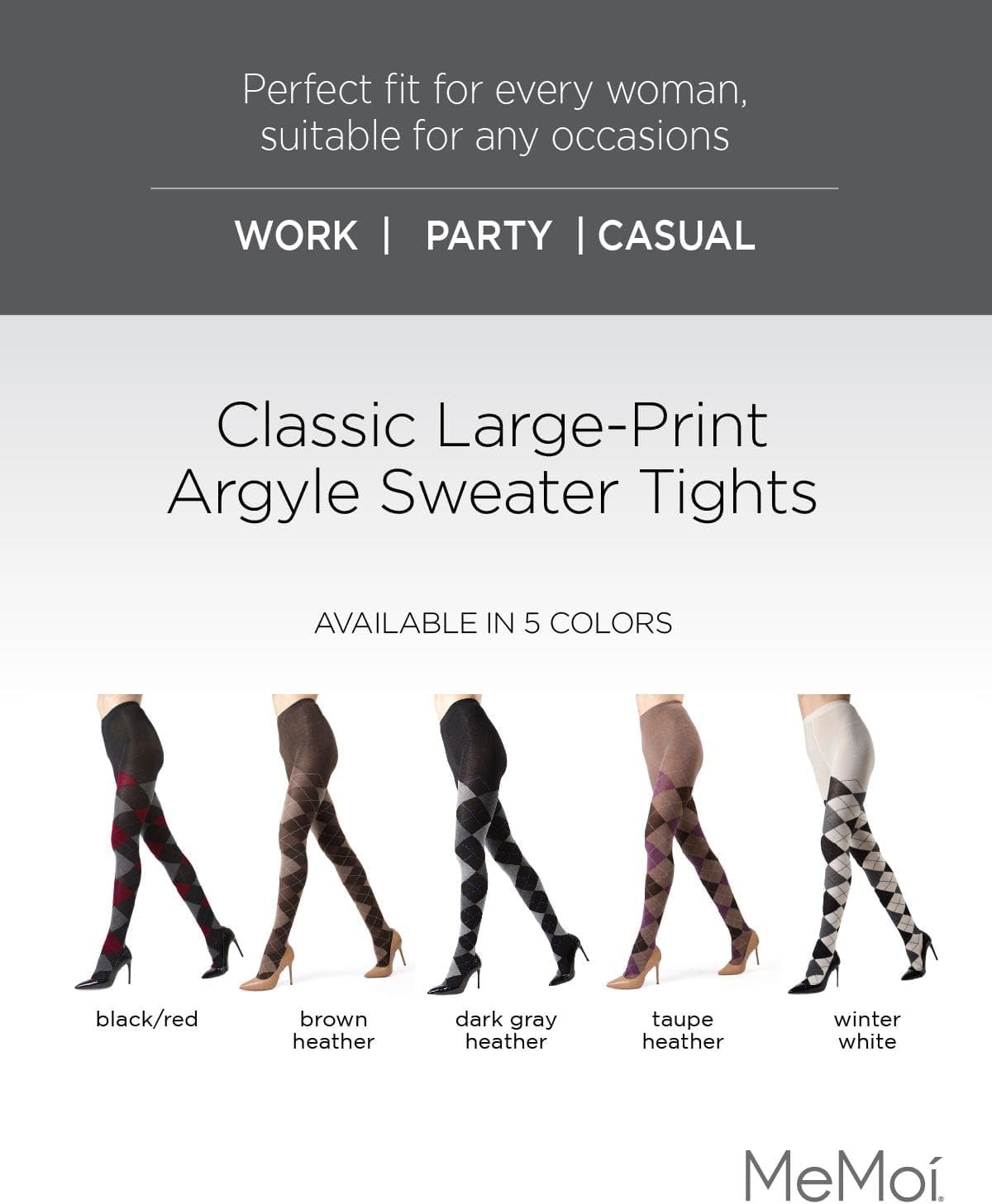 MeMoi Classic Argyle Cotton Tights for Women, Cozy and Stlylish Patterned Sweater Tights - Sizes Small to 6x - Image 2