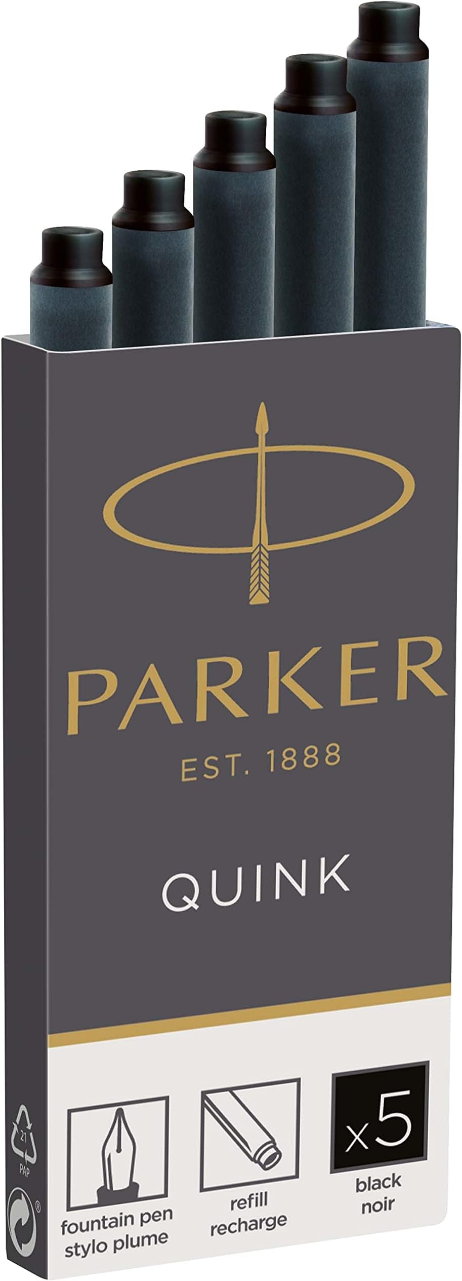 Parker 1950382 Quink Fountain Pen Refill Box of 5
