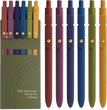 YOXMJDB Gel Pens, 6 Pcs 0.5mm Fine Point Smooth Writing Pens Cute Pen, High-End Series Black Ink Pen for Journaling Note Taking, School Office Supplies for Women Men 6 Pcs Gold Vintage