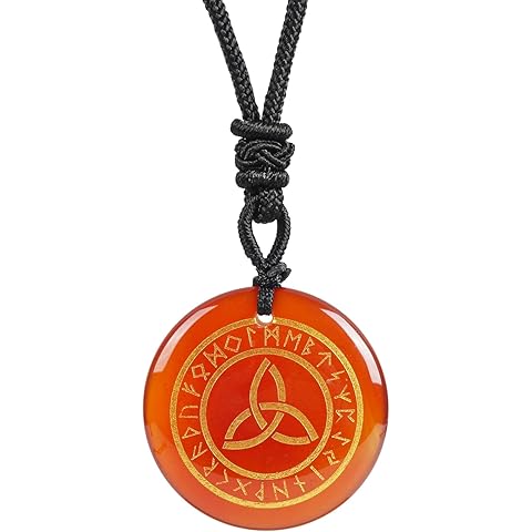 Natural Rune Stones Engraved Elder Alphabet Healing Crystal Stone Pendant Necklace ...