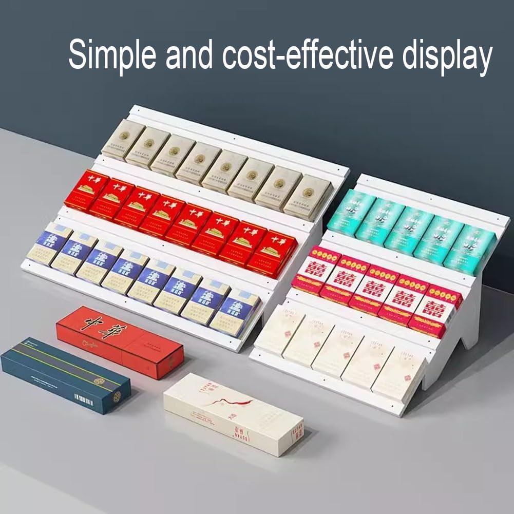 zktoermn Cigarettes Holder, Supermarket/Retail/Convenience Stores Cigarette Display Shelf Assembled Showcase/Organizer Can Hold 24/30 Packs of Cigarettes (Color : White, Size : 60x40x20cm)