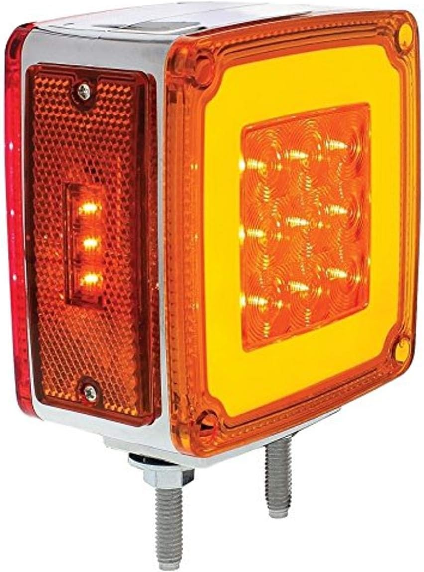 United Pacific 37125 LED Double Face "Glo" Turn Signal Light - Double Stud - Passenger, 1 Pack,Chrome
