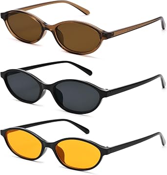 Pro Acme Retro Oval Sunglasses for Women Chic Cat Eye Y2K Trendy Narrow Sunnies Designer Sun Glasses