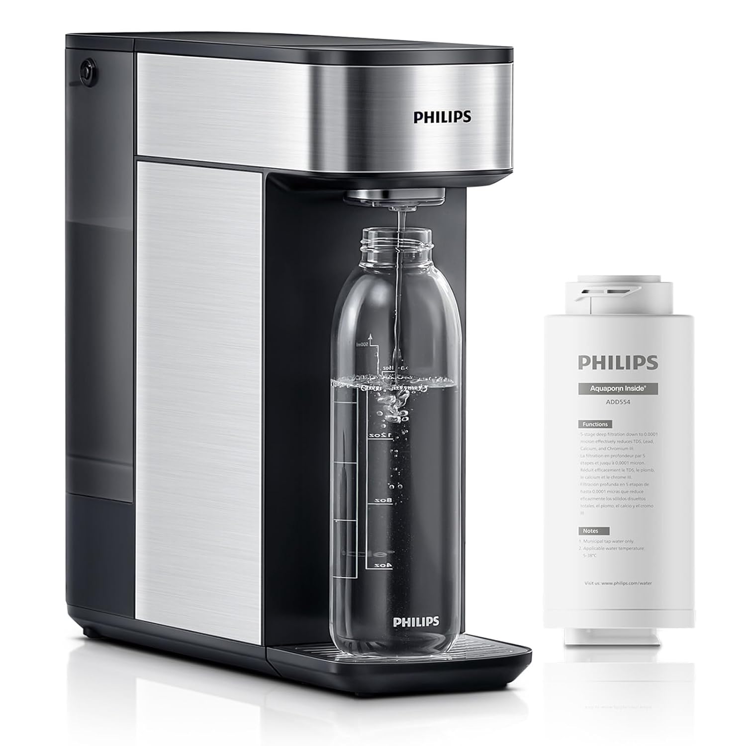 PHILIPS Reverse Osmosis Water Filter Countertop, Compact 5 Stage RO Water Filtration System Purifier Dispenser with Aquaporin Technology, NSF/ANSI 372 Certified, Reduce TDS Dispenser - Basic