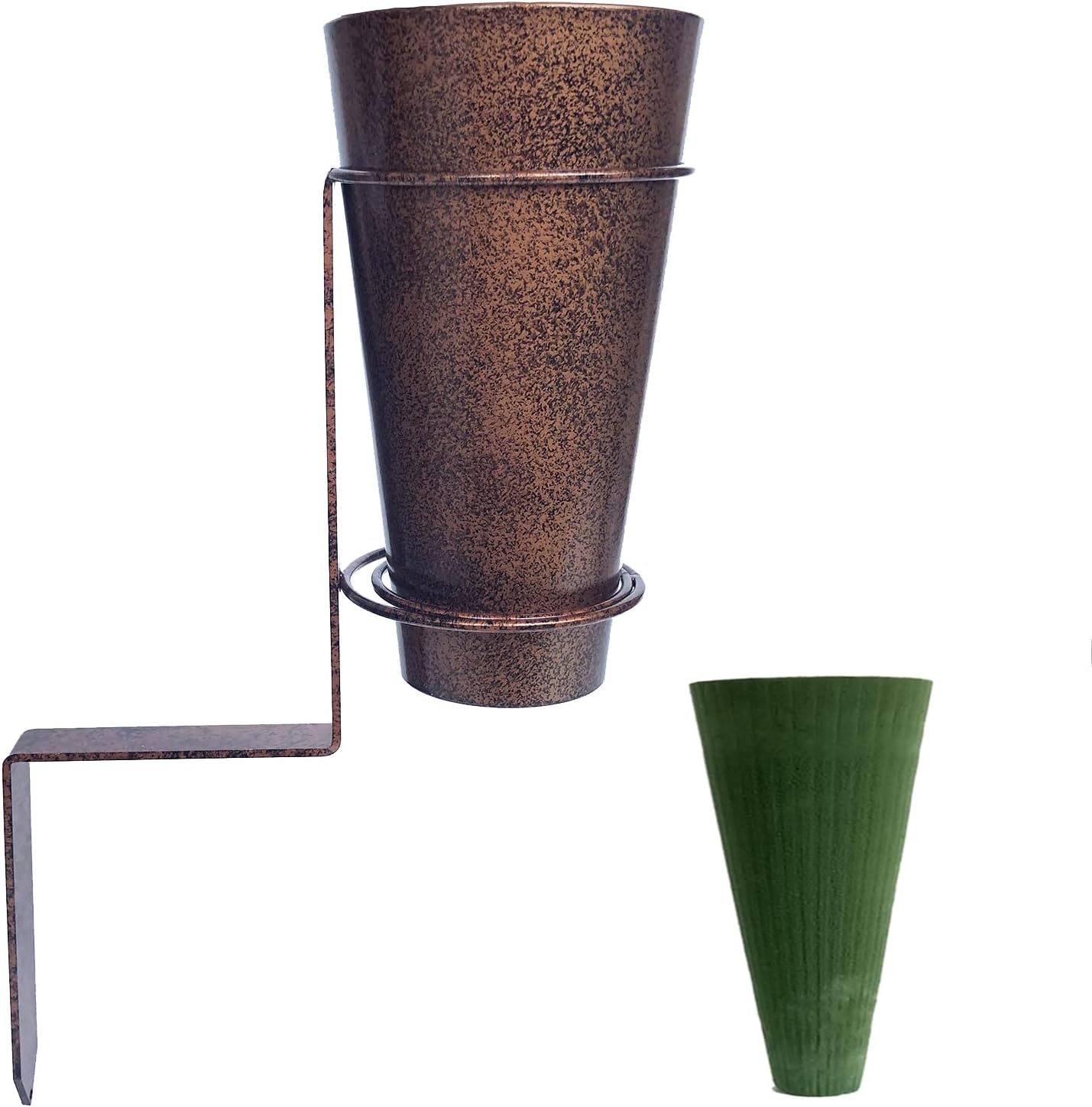 Metal Cemetery Flower Vase with Stake and Floral Foam Cones
