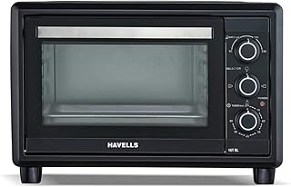 Havells OTG 16T BL - 16 Litre | Toughened Double Glass Door | 60 min timer | 6 Heating Modes | 4 Skewer Rods |Baking Tray | 2-year warranty | 1200 Watt (Black)