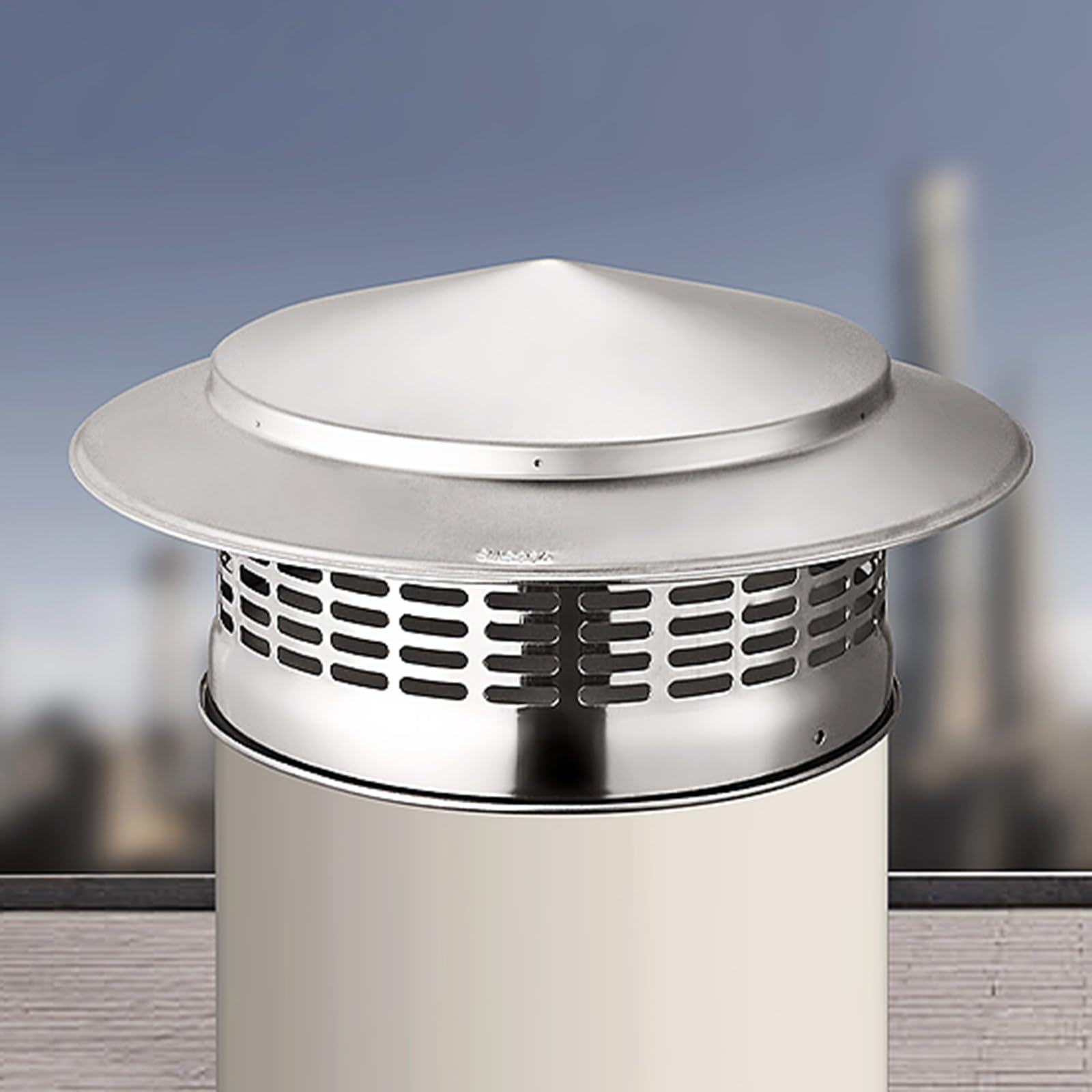Chapeau de cheminée 200 mm en acier inoxydable 304 avec grille de protection