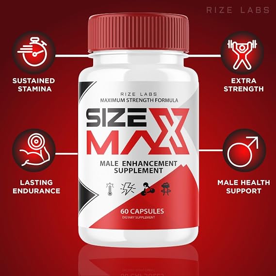 rize labs Size Max Pills for Men, Size Max Natural and Effective Capsules, Size Max Supports The Body to Perform Longer and Better, Size Max Supplement Reviews (120 Capsules) (Pack of 2)