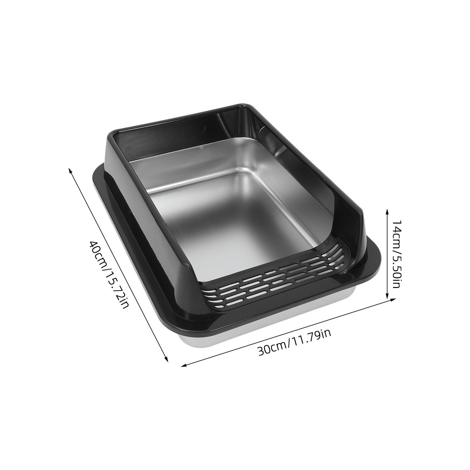 Toddmomy Edelstahl Katzentoilette Schwarz mit Deckel und Schaufel Geschlossene Metalltoilette für Katzen und Kätzchen für Drinnen und Draußen